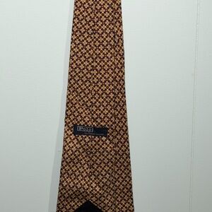 Polo by Ralph Lauren Gold, Blue Maroon Geometric 100%Silk Tie Preppy Old Money